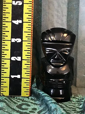 Black Onyx Obsidian Carved Statue Aztec Mayan Stone Figure Tiki Idol God • $9.99