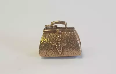 Vintage 1967 9ct Gold Charm Of A Doctors Gladstone Bag Containing Baby SH426 • $808.38