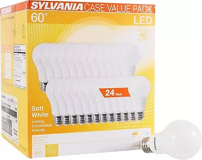 SYLVANIA LED A19 Light Bulb 60W Equivalent Soft White 800 Lumens 24 Pack • $35.70