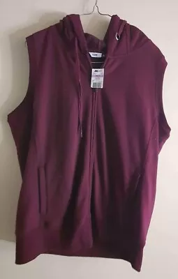 Burgundy Sleeveless Hooded Zip Jacket - BRAND NEW WITH TAG • $10