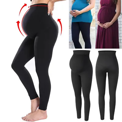 UK Maternity Pregnancy Leggings High Waist Belly Support Pants Stretch Trousers • £7.99