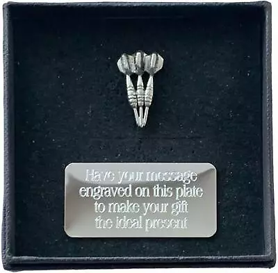 Personalised Gift Box & Hand Made Pewter Three Darts Pin Badge • £8.99