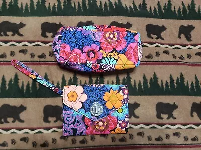 Matching Vera Bradley Wristlet Floral Turn Lock Wallet And Brush/Pencil Case • $35