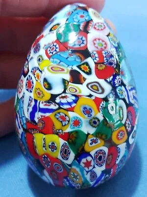 Vintage Murano Millefiori Egg Art Glass Paperweight 2.5 X1.5  Just Stunning! • $54