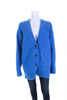 J Crew Womens Knitted Textured V-Neck Long Sleeve Buttoned Cardigan Blue Size M • $34.99