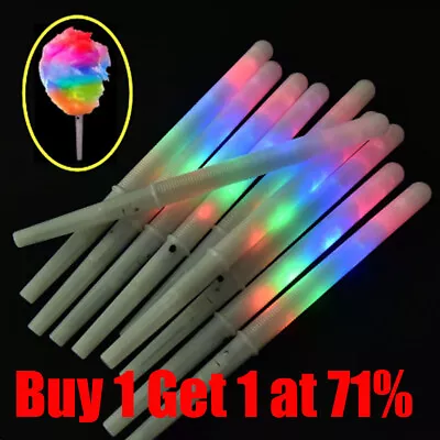 LED Cotton Candy Floss Glow Sticks Light Flashing Stick Cone Kids Party Fun • £3.05