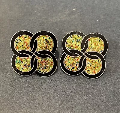 Vntg Margot De Taxco Multicolor Enamel Sterling Silver Screw Back Earrings #5391 • $165