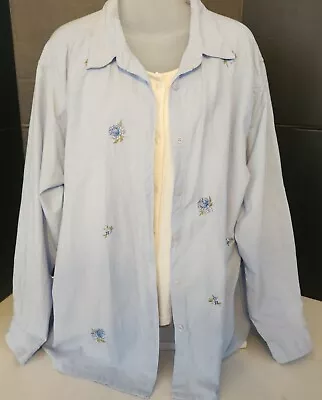 Plus Size VICTORIA JONES WOMAN 2in1 Cotton Embroidered Denim Shirt + Tank 2X • $12.74