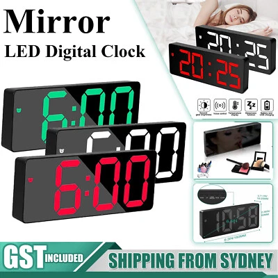 $15.45 • Buy Bedside Digital Clock LED Mirror Display Desk Table Time Alarm Modern Deco White