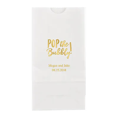$60 • Buy 50  Pop The Bubbly Personalized Printed Wedding Favor Bags Candy Buffet