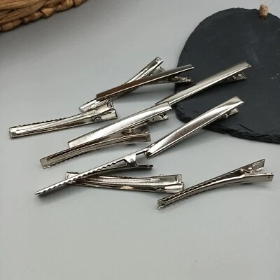 £3 • Buy 10 X 75mm Silver Crocodile Alligator DIY Bow Blank Hair Clips UK