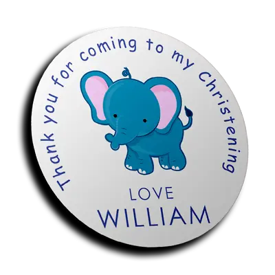 £2.59 • Buy Personalised Blue Elephant Christening Or Baptism Stickers For Sweet Cones