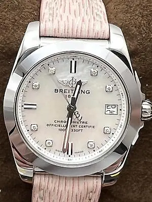 Breitling Galactic 36 Sleek Mother Of Pearl Diamond Dial W7433012/A780 B&P • $3495