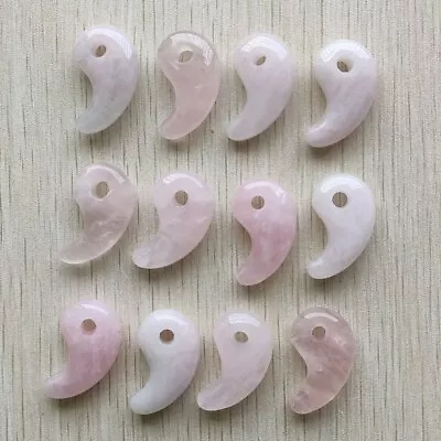 12pcs Natural Stone Pink Magatama Charm Pendants For Jewelry Accessories Marking • $18.99