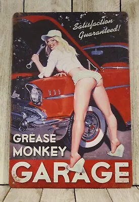 Sexy Grease Monkey Pinup Girl Tin Metal Sign Auto Car Mechanic Garage Hot Rod • $10.97