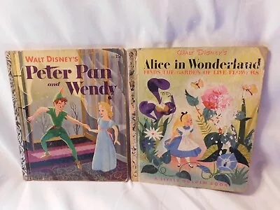 Walt Disney's Peter Pan And Alice In Wonderland Books Vintage 1950's Lot Of 2 • $15.99