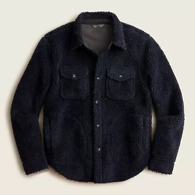 NWT Men's J. Crew Nordic Sherpa Fleece Shirt Jacket / Navy Blue / Multiple Sizes • $54.99