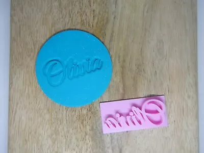 $12.95 • Buy Personalised Cursive CUSTOM NAME Cookie Stamp Fondant Embosser Birthday Party