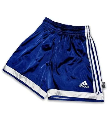 Rare 90s Glanz Adidas Vigo Satin Soccer Shorts Nylon Royal Blue White Size L • $55