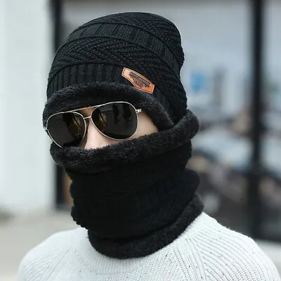 Winter Baggy Slouchy Knit Warm Beanie Hat And Scarf Ski Skull Cap For Mens Women • $9.49