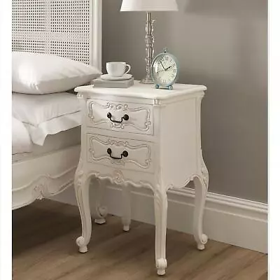 La Rochelle Antique White French Style Two Drawer Bedside Table / Cabinet • £199.99