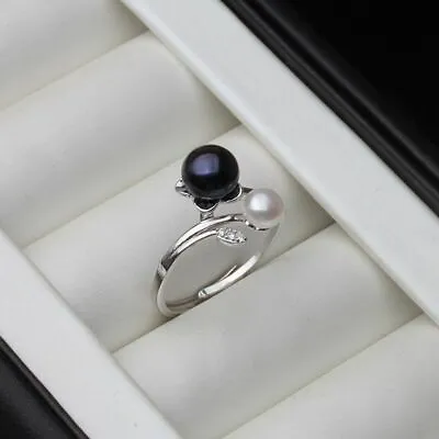 Women Freshwater Pearl Ring 925 Sterling Silver Rings Anniversary Jewelries 1Pc • $21.24