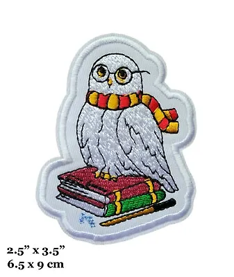 $4.99 • Buy Harry Potter Movies Hedwig Owl Sitting On Books Harry Embroidered Iron On Patch