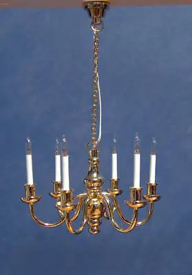 1/12 Dolls House Light Six Arm Deluxe Brass 6 Candle Chandelier Miniature LGW • $43.55