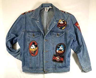 90s Mickey & Co Denim Jean Jacket Adult XL Disney International Brand Patches • $174.88