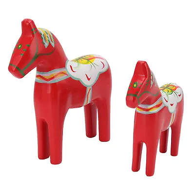 Wooden Swedish Dala Horse Wooden Dalecarlian Horse Statue Figurine Decor NIU • £21.74