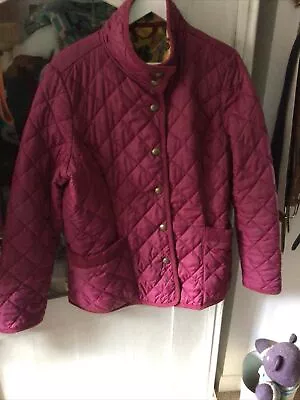 Tom Joules Quilted Jacket . Wine Red . Floral Lining 16/18 • $11.19