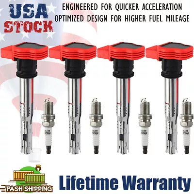 $69.95 • Buy Set Of 4 Ignition Coil Pack And Platinum Spark Plug For Audi A4 A5 TT Volkswagen