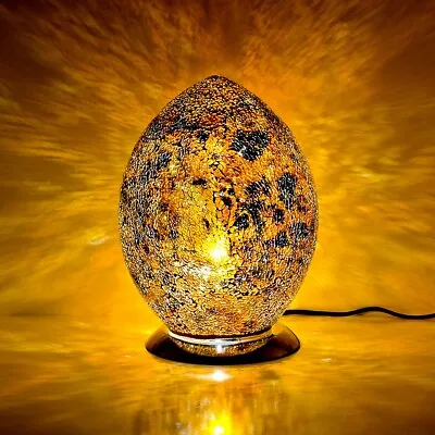 Egg Lamp Yellow Medium Mosaic Glass Table Lamp Desk Bedside Living Room  74Y • £49.99
