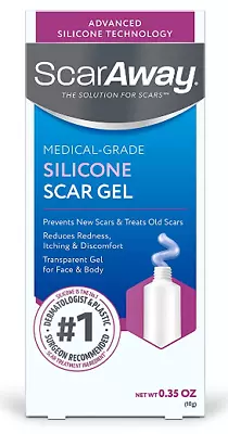 2PK ScarAway Silicone Scar Diminishing Gel 0.35 Oz (10 Gram) 358962203107VL • £36.61