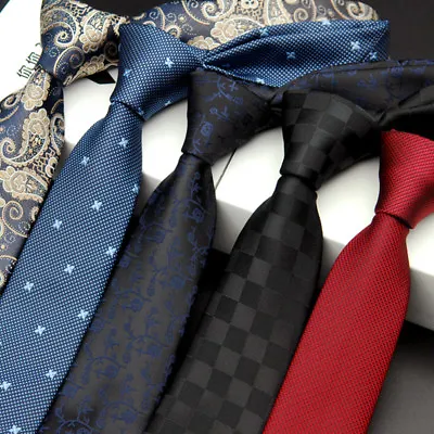 6CM Skinny Ties For Man Slim  Necktie Plaids Checks Jacquard For Wedding Tie • $2.99