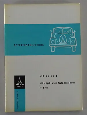 Operating Instructions Magirus Deutz Truck Sirius 90-L From 08/1961 • $107.89