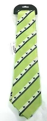 Disney Parks Mickey Mouse Icon Lime Green Character 100% Silk Tie New • $29.77