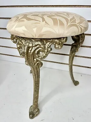 Ornate Victorian Style Heavy Cast Iron Legs Vanity Stool Seat Chair Padded NLhB+ • $80