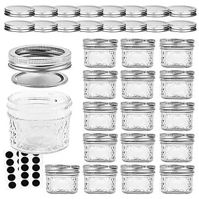 Mason/canning Jars 4 Oz Jelly Jars With Regular Lids And Bands Ideal For Jam Hon • $32.36