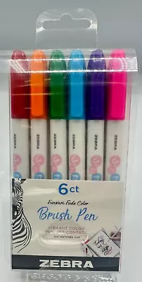 Zebra Funwari Brush Pen Super Fine Point Assorted Colors 6-Count NEW! • $7.95