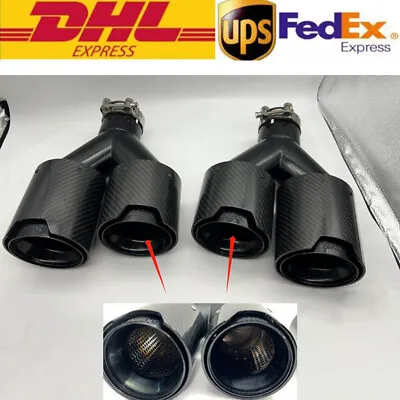 1PCS Double For BMW 63mm-101MM Car Real Carbon Fiber Exhaust End Tips Tail Pipe • $137.70