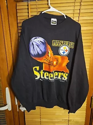 Rare Vintage 90s Pittsburgh Steelers Flames Fire Sweatshirt Large 1994 Crewneck  • $100