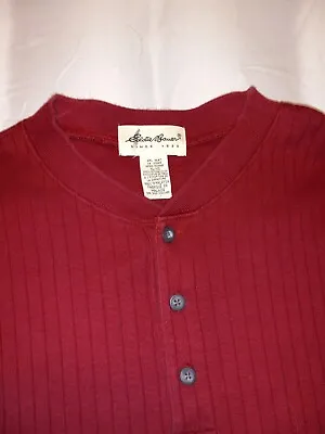 Eddie Bauer Sweater Mens XL Large Red Pullover Sweatshirt 1/4 Button   • $4.99