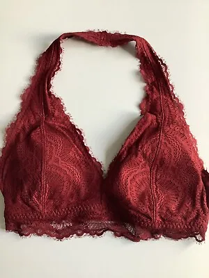 £12.99 • Buy Gilly Hicks Red Halter Neck Lace Bralette Removable Pads Medium BNWT