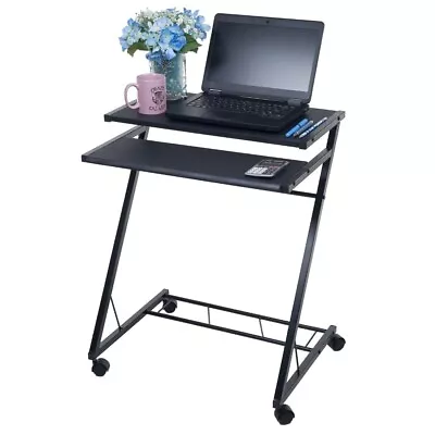 Portable Desk Rolling Laptop Cart With Casters Black • $35.57