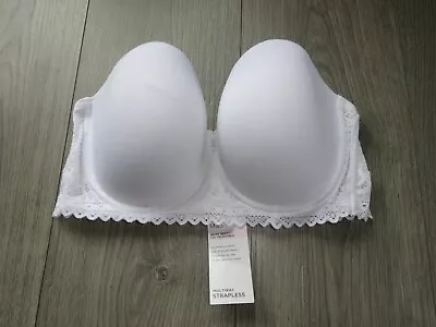 M&s Marks & Spencer White Body Sumptuously Soft Strapless Bra Uk Size 34dd • £3.99