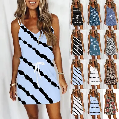 £11.99 • Buy UK Women's Boho Summer Beach Sundress Ladies Cami Strappy Mini Dress Size 6-20