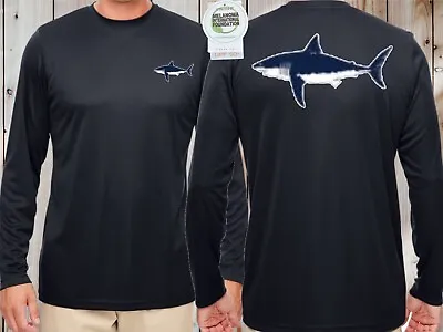$21.95 • Buy Microfiber Long Sleeve Fishing Shirt Performance Dry Fit Wicking Shark Sun Shirt