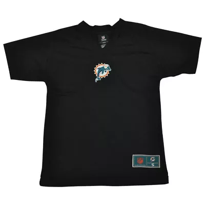 NFL Miami Dolphins Fins Youth Kids Black V Neck Football Tshirt Tee Shirt  • $18.36