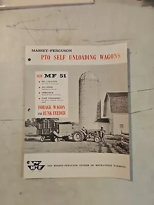 Vintage 1958 Massey Ferguson 51 Forage Wagon & Bunk Feeder Dealer Sales Brochure • $15.95